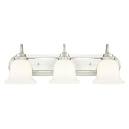 Westinghouse Fixture Wall UnMount 60W 3-Light Harwell, Brushed Nickel White Opal Glass 6301500